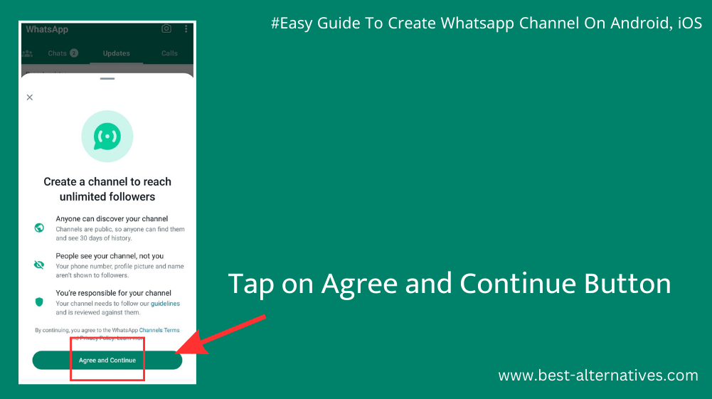 How to Create WhatsApp Channel - Accept and Continue The Terms and Conditions